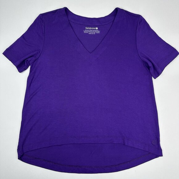 Betabrand Women’s NWOT Purple V-Neck Short Sleeve Hi-Low T-Shirt Extra Small/C36 - Picture 5 of 11